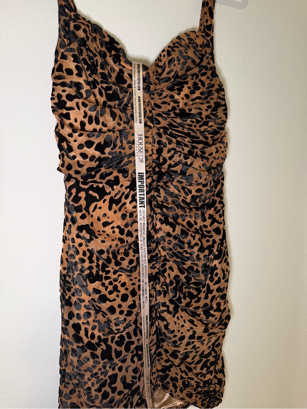 House of CB Leopard Print Satin-Lined Mini Dress - CLEO - Tan & Black - Picture 2 of 4